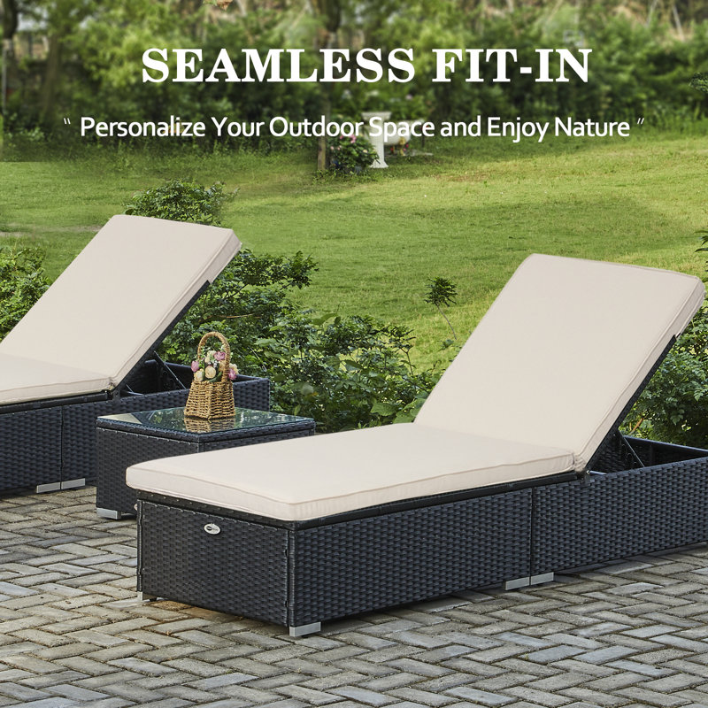 Orren Ellis Forough 76" Long Reclining Chaise Lounge Set with Cushions